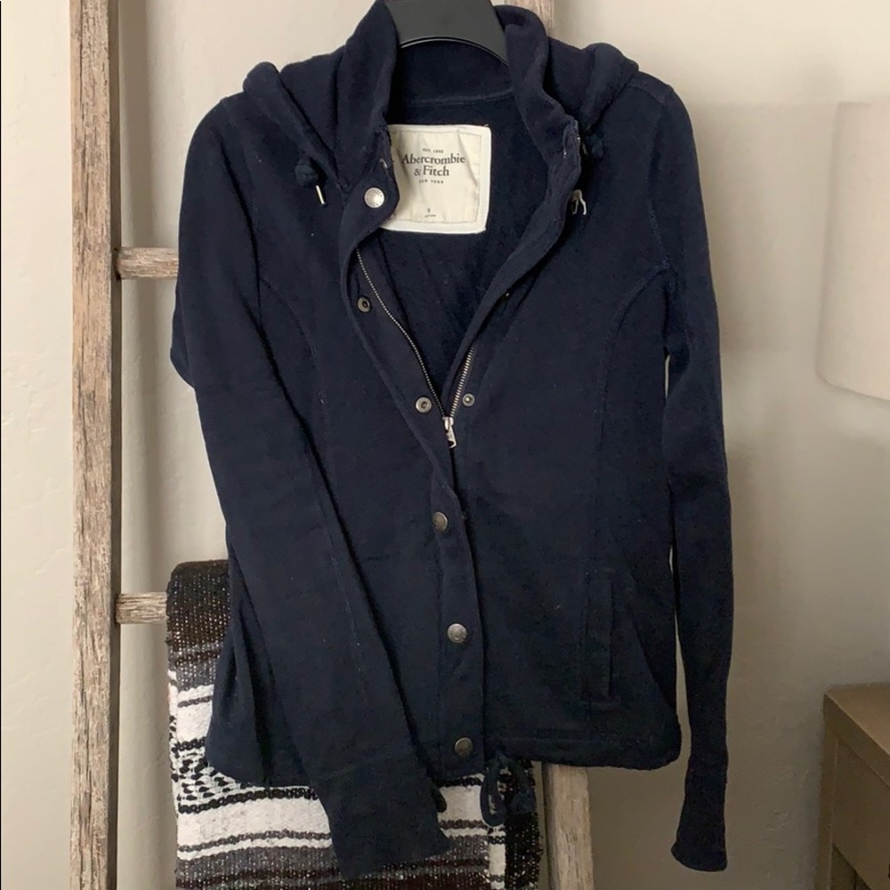 Navy Abercrombie Hooded Coat